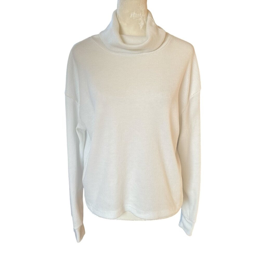 SHEIN women's small white long sleeve stretchy pullover turtleneck sweater